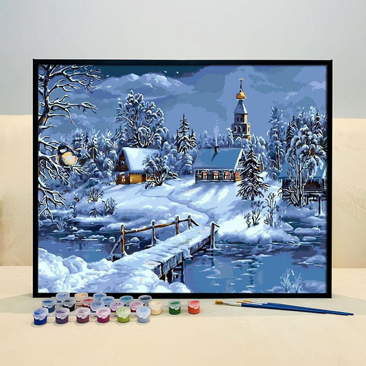 DIY Painting By Numbers - Christmas Snow Landscape