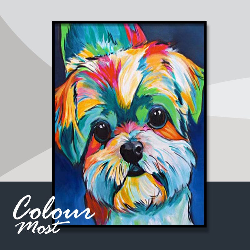 DIY Painting By Numbers - Colorful Dog (16"x20" / 40x50cm)