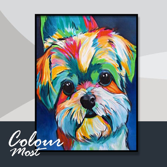 DIY Painting By Numbers - Colorful Dog (16"x20" / 40x50cm)