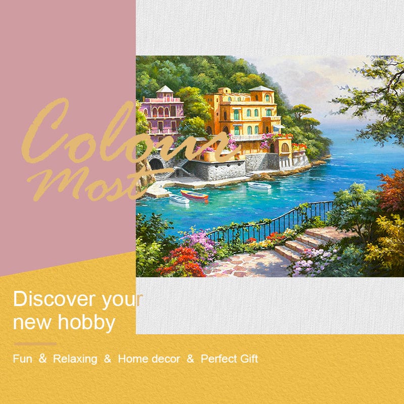 DIY Painting By Numbers - Seaside garden (16"x20" / 40x50cm)