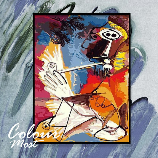 DIY Painting By Numbers -Man with a pipe-Pablo Picasso (16"x20" / 40x50cm)