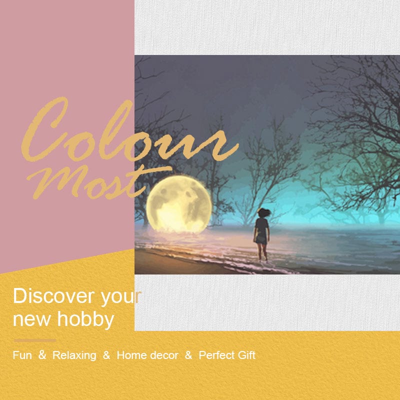 DIY Painting By Numbers - ‘Girl & Moon' (16"x20" / 40x50cm)