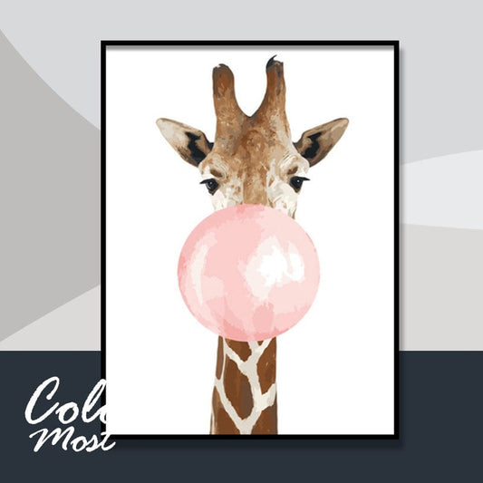 DIY Painting By Numbers - Giraffe blowing bubbles (16"x20" / 40x50cm)