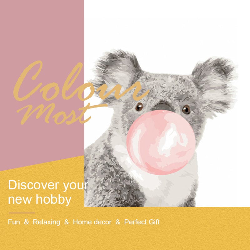 DIY Painting By Numbers - Koala blowing bubbles (16"x20" / 40x50cm)