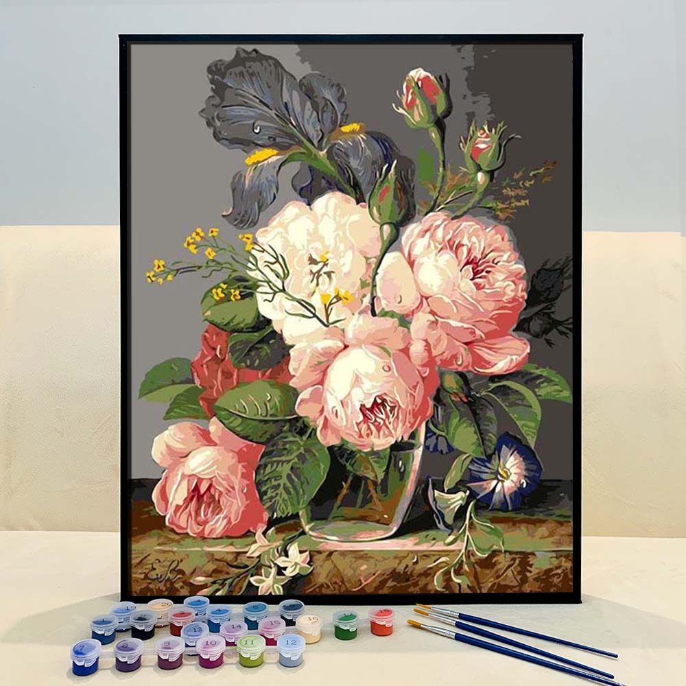DIY Painting By Numbers - Pink hibiscus