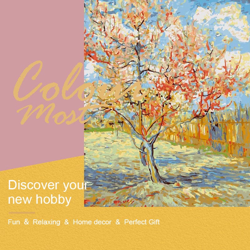 DIY Painting By Numbers -Van Gogh-Peach Blossom(16"x20" / 40x50cm)