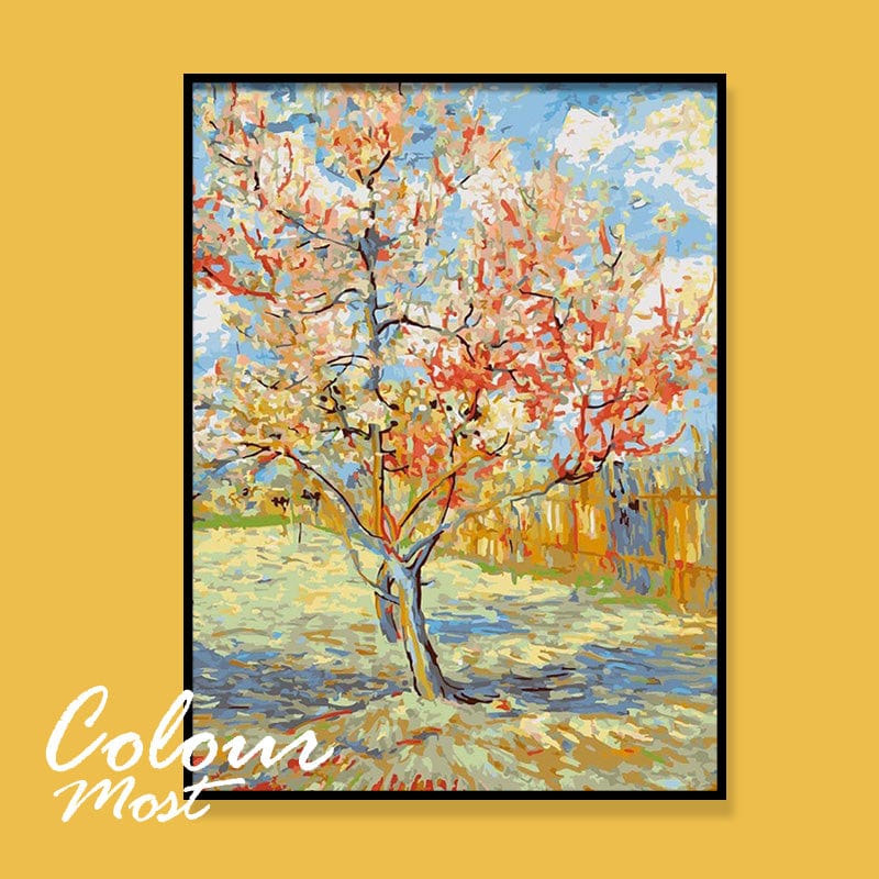 DIY Painting By Numbers -Van Gogh-Peach Blossom(16"x20" / 40x50cm)