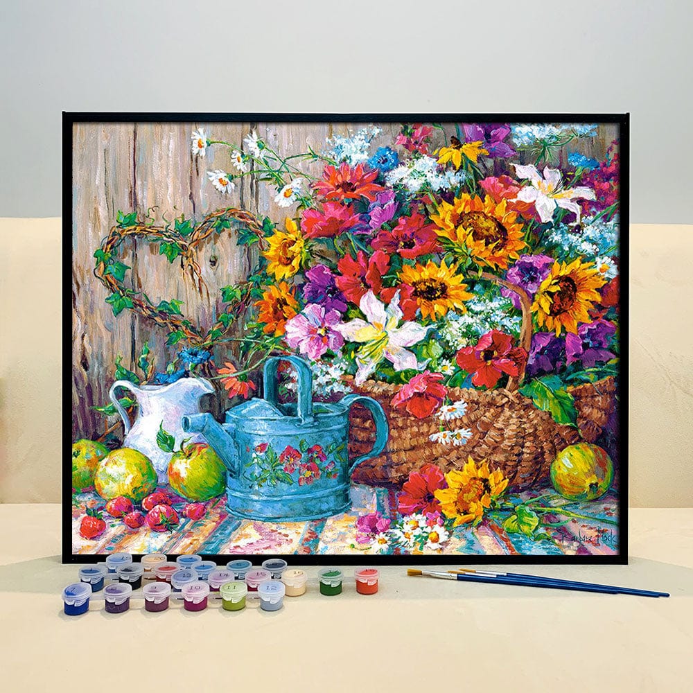 DIY Painting By Numbers - Flowers in the basket