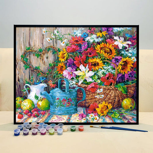 DIY Painting By Numbers - Flowers in the basket