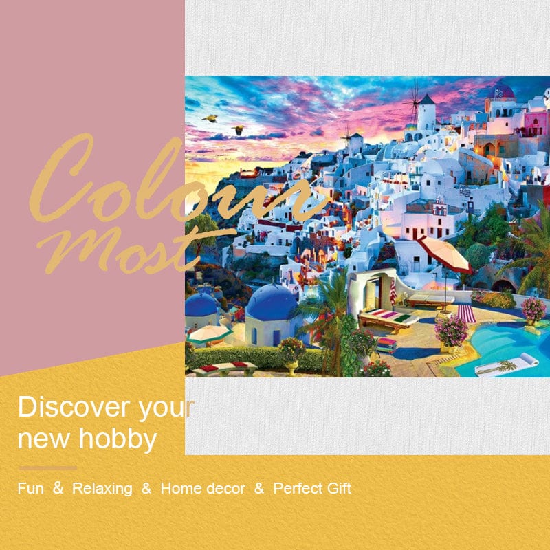 DIY Painting By Numbers - Santorini (16"x20" / 40x50cm)