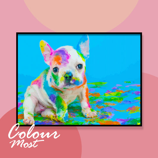 DIY Painting By Numbers -Paint and dog (16"x20" / 40x50cm)