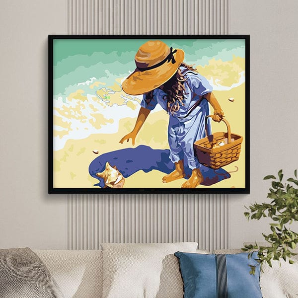 DIY Painting By Numbers - Little Girl On The Beach