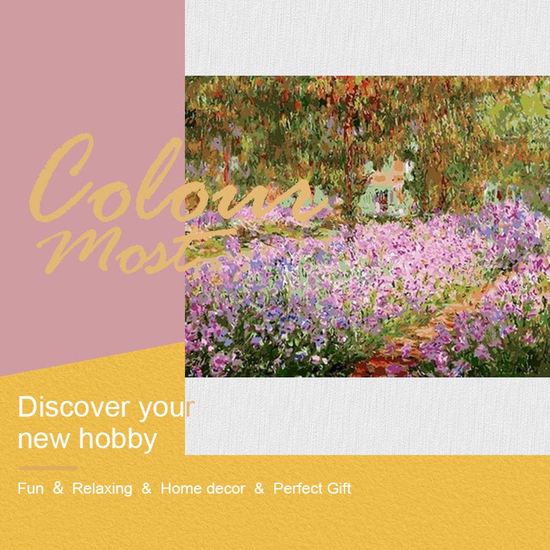 DIY Painting By Numbers -Monet Flower Field (16"x20" / 40x50cm)