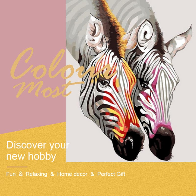 DIY Painting By Numbers - Colorful Zebra (16"x20" / 40x50cm)