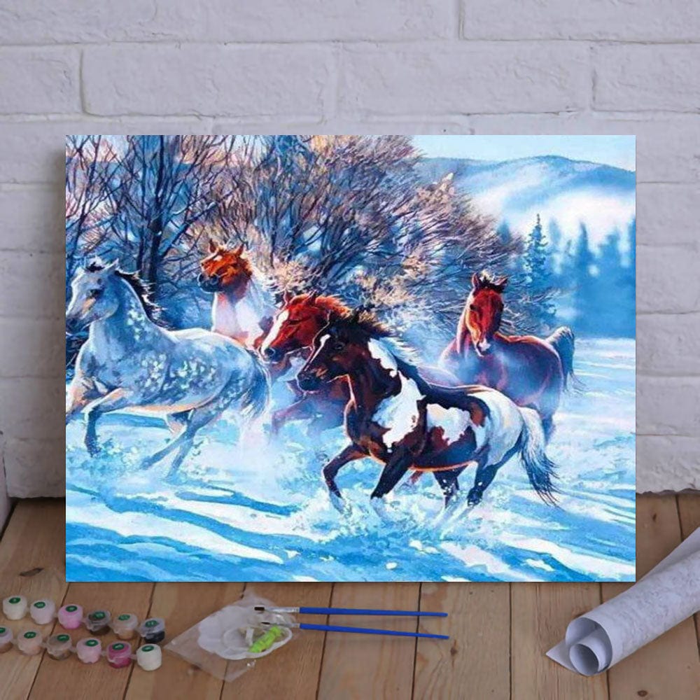 DIY Painting By Numbers - Horses