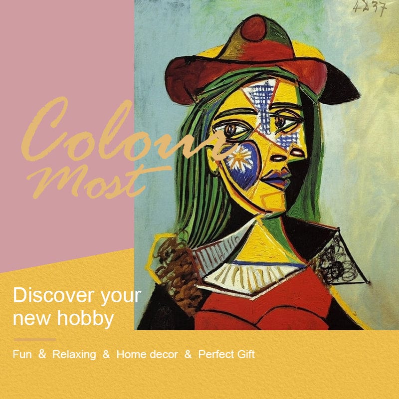 DIY Painting By Numbers -Woman in Hat and Fur Collar-Pablo Picasso (16"x20" / 40x50cm)