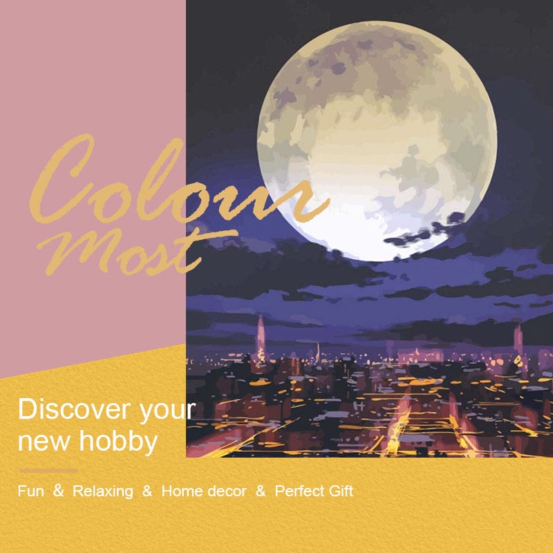 DIY Painting By Numbers -Full moon (16"x20" / 40x50cm)