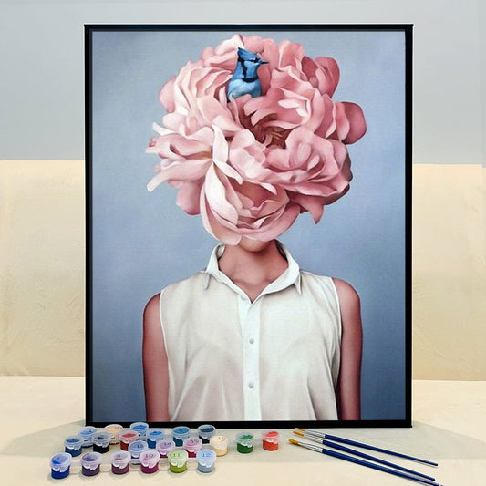 DIY Painting By Numbers -Flowers and Girl-B