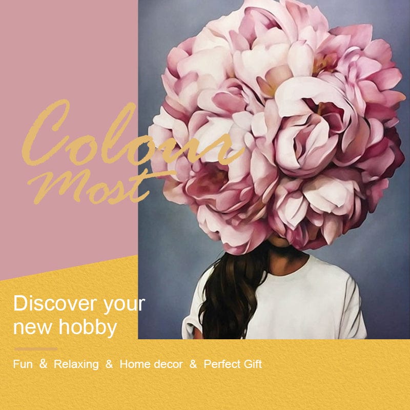 DIY Painting By Numbers -Flowers and Girl-E (16"x20" / 40x50cm)