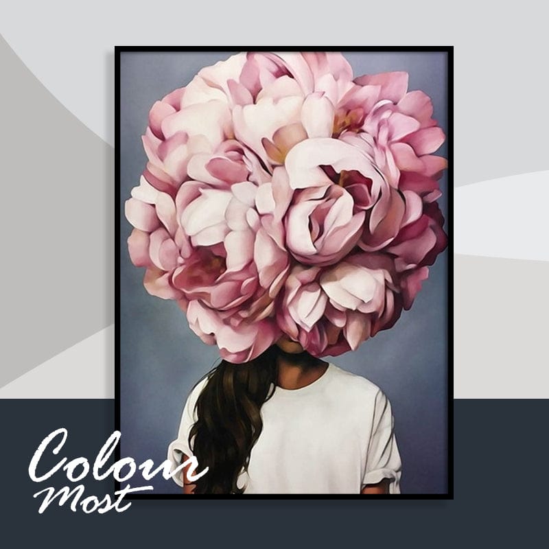 DIY Painting By Numbers -Flowers and Girl-E (16"x20" / 40x50cm)