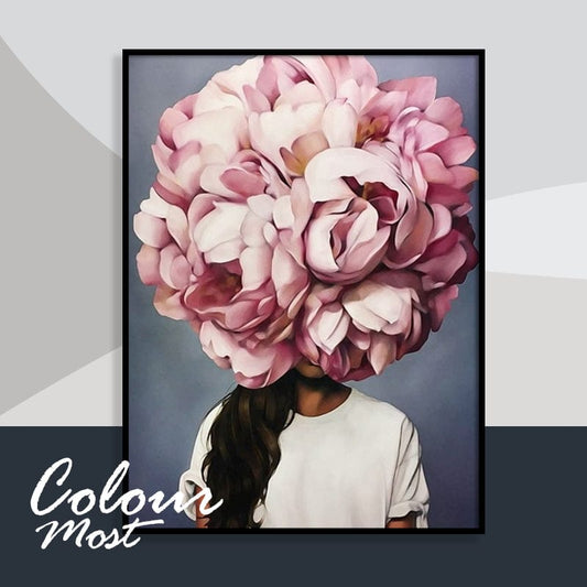 DIY Painting By Numbers -Flowers and Girl-E (16"x20" / 40x50cm)