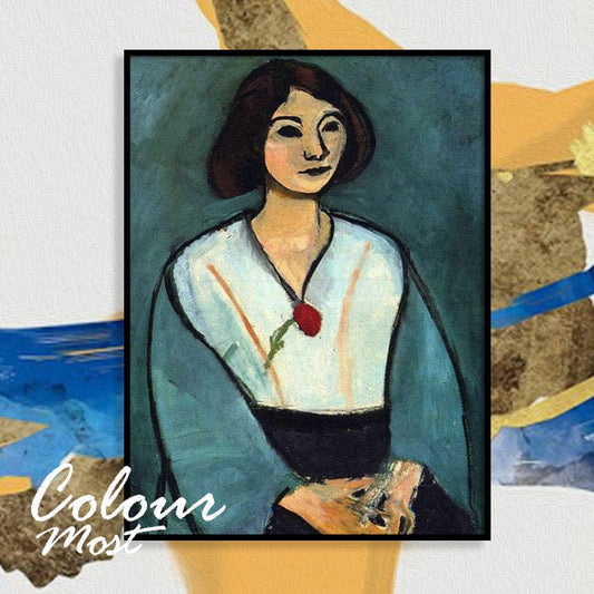 DIY Painting By Numbers -lady in green-Henri Emile Benoit Matisse (16"x20" / 40x50cm)