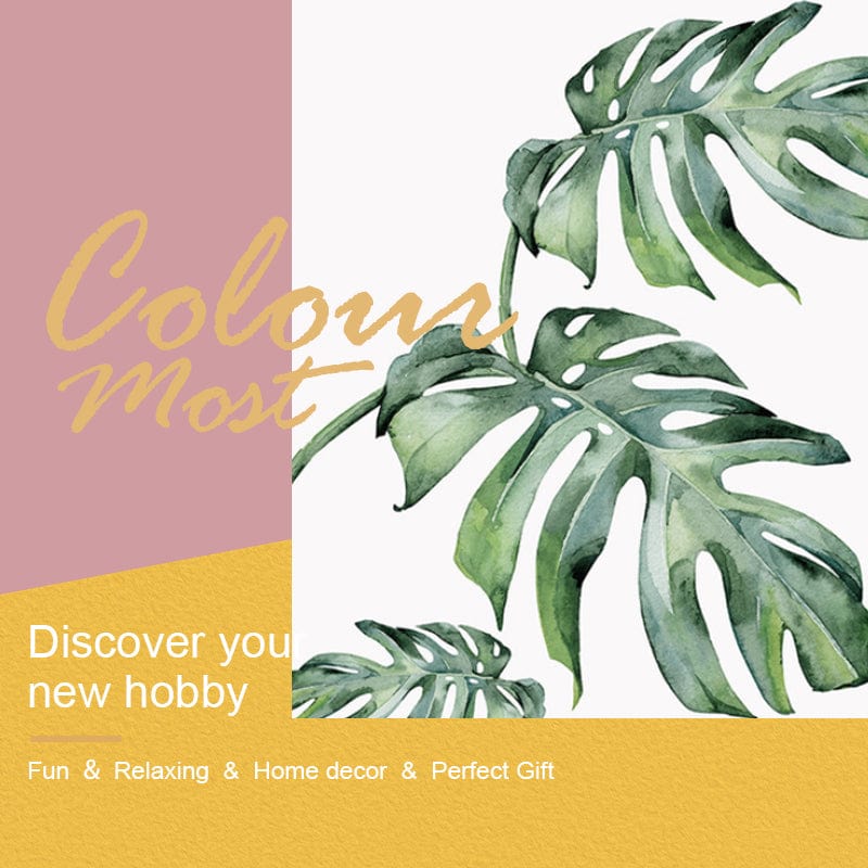 DIY Painting By Numbers - Green plant leaves (16"x20" / 40x50cm)