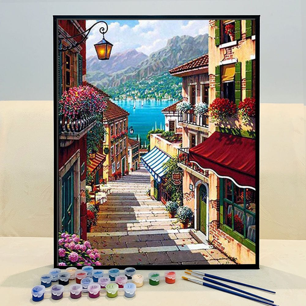 DIY Painting By Numbers - Coffee Town Landscape