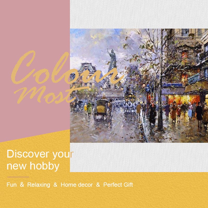 DIY Painting By Numbers - Streets of Paris (16"x20" / 40x50cm)