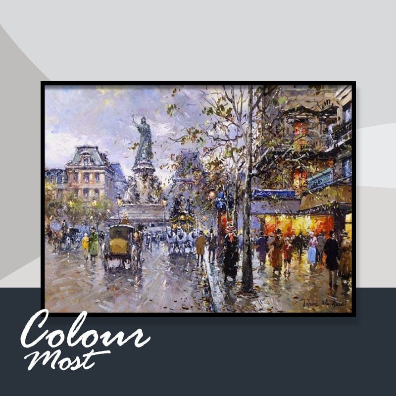 DIY Painting By Numbers - Streets of Paris (16"x20" / 40x50cm)