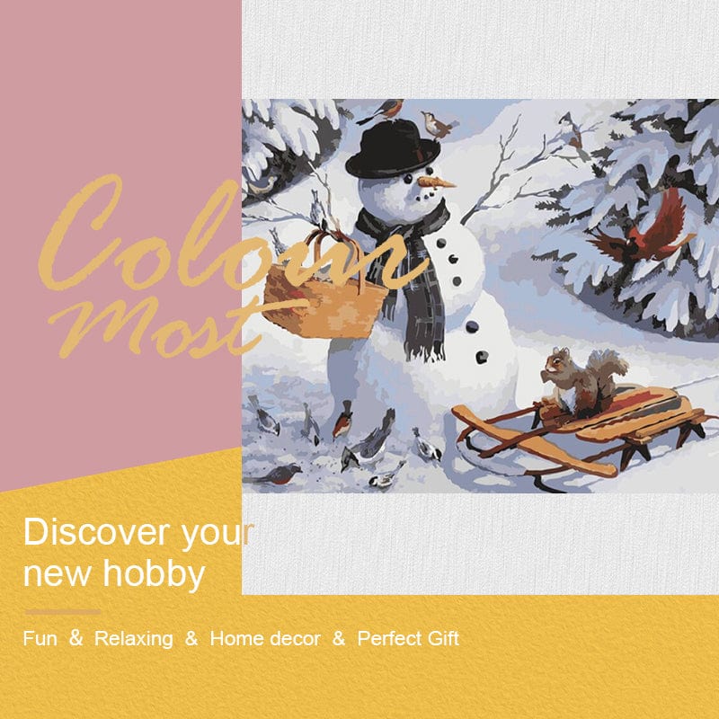 DIY Painting By Numbers - Snowman (16"x20" / 40x50cm)