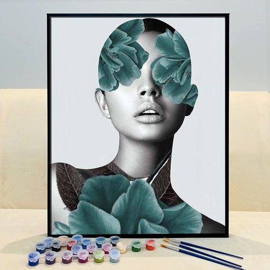 DIY Painting By Numbers -Flowers and Girl-L