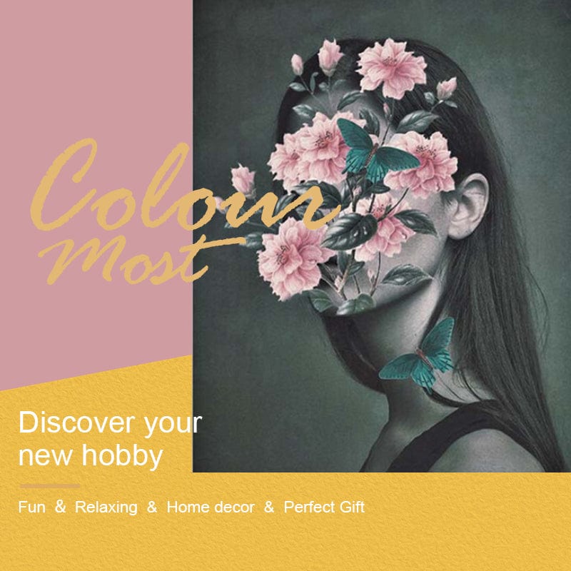 DIY Painting By Numbers -Flowers and Girl-H (16"x20" / 40x50cm)