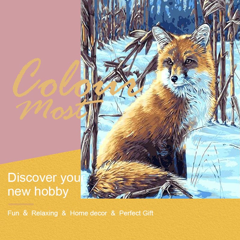 DIY Painting By Numbers - Fox in the snow (16"x20" / 40x50cm)
