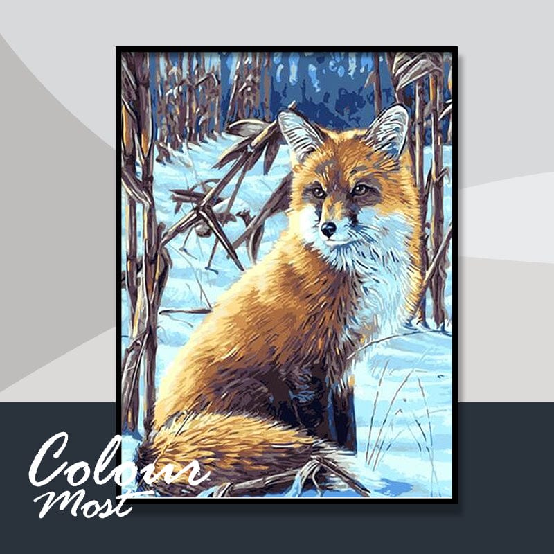 DIY Painting By Numbers - Fox in the snow (16"x20" / 40x50cm)