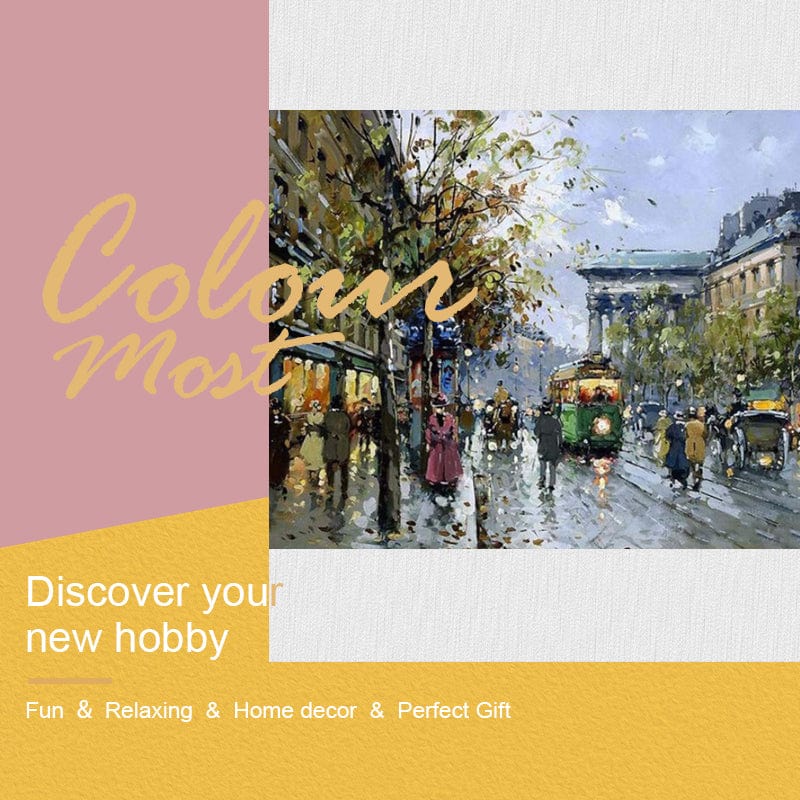 DIY Painting By Numbers - Streets of Paris -1 (16"x20" / 40x50cm)