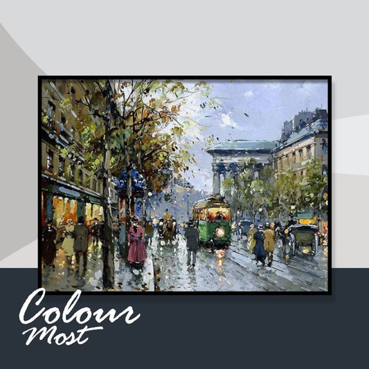 DIY Painting By Numbers - Streets of Paris -1 (16"x20" / 40x50cm)