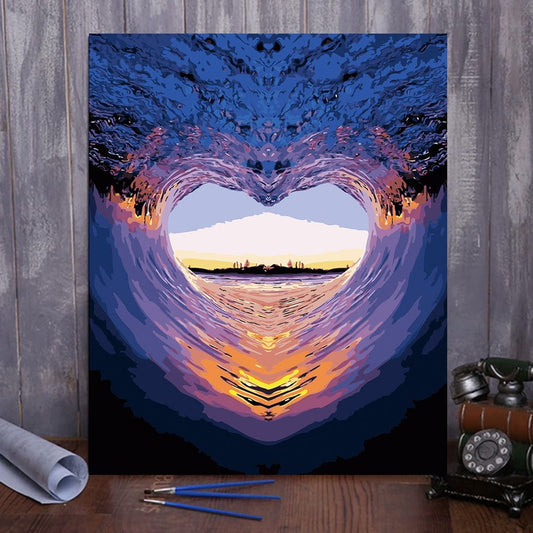 DIY Painting By Numbers - Heart shaped ocean