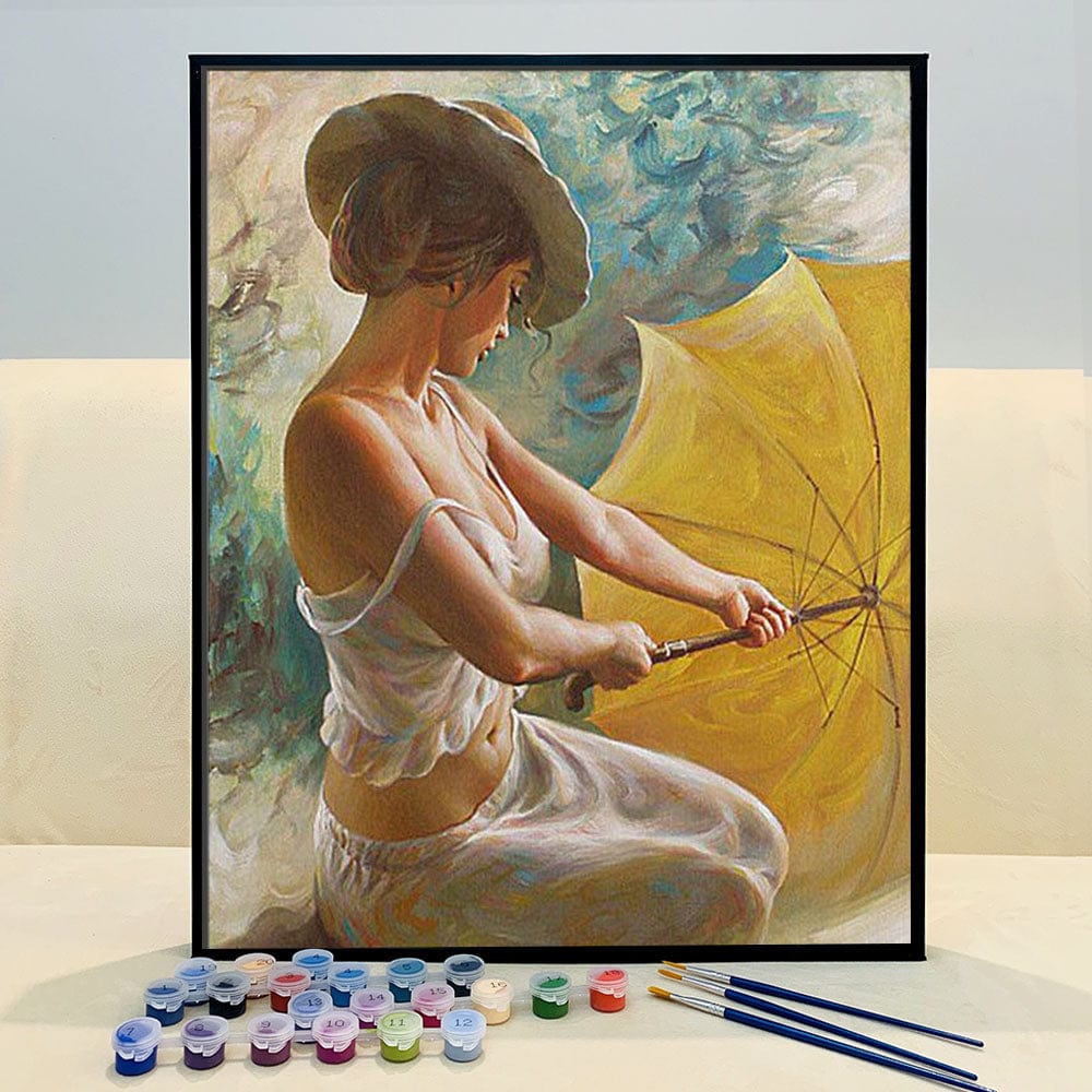 DIY Painting By Numbers - Woman Holding Umbrella