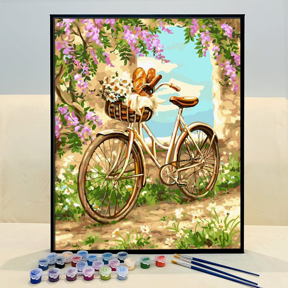 DIY Painting By Numbers -Flowers and bicycle