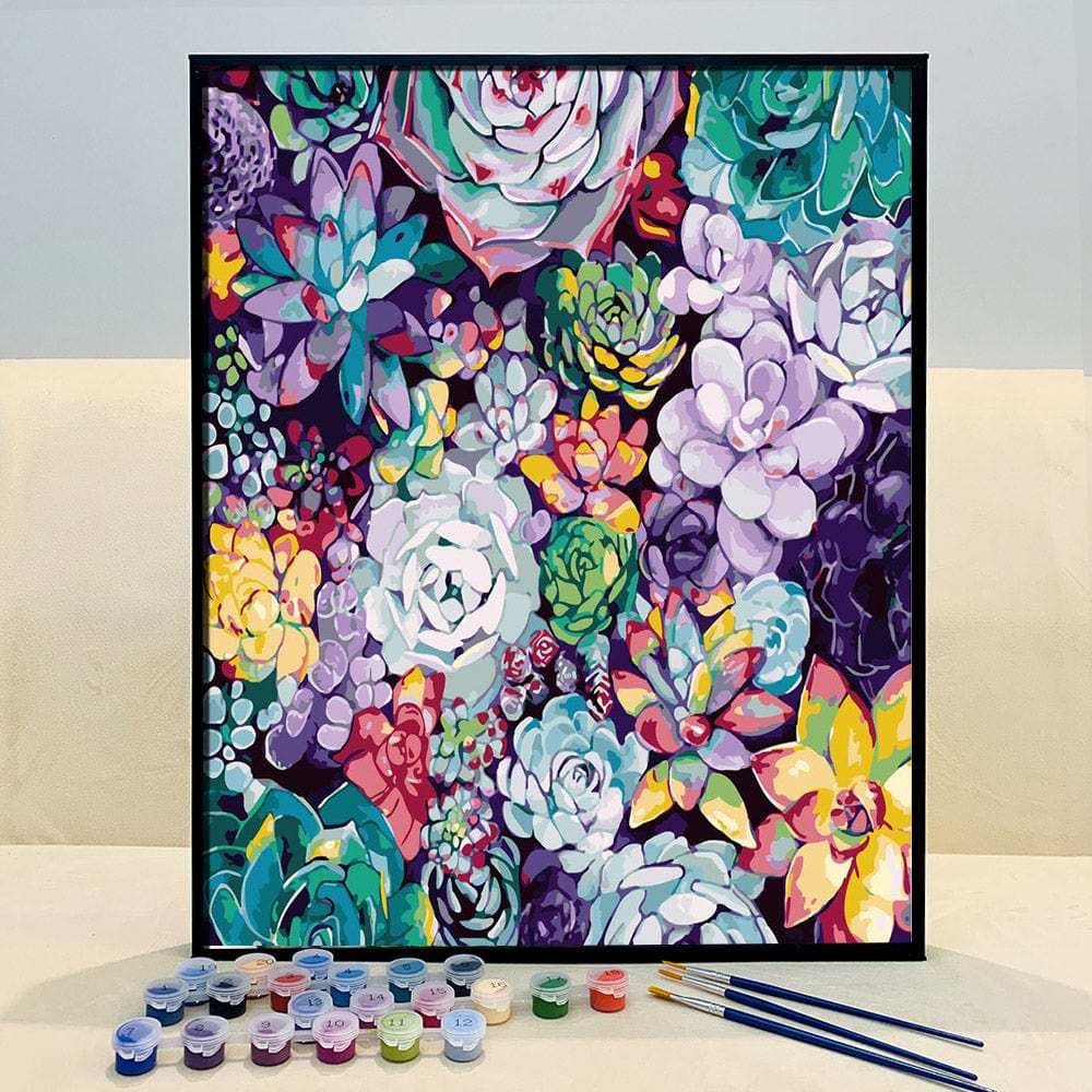 DIY Painting By Numbers - Succulents