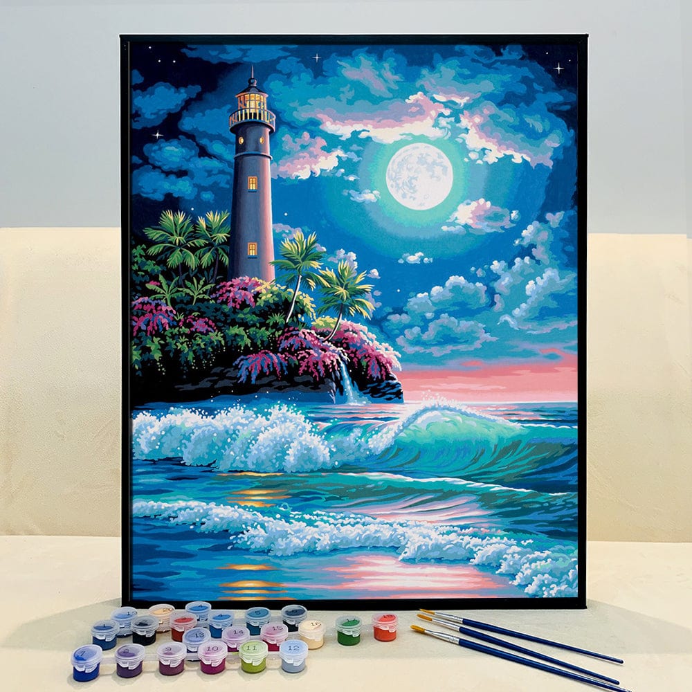 DIY Painting By Numbers - Lighthouse and waves