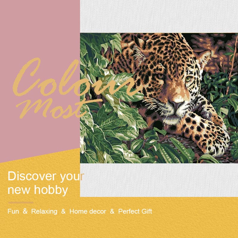 DIY Painting By Numbers - Crunching Leopard (16"x20" / 40x50cm)