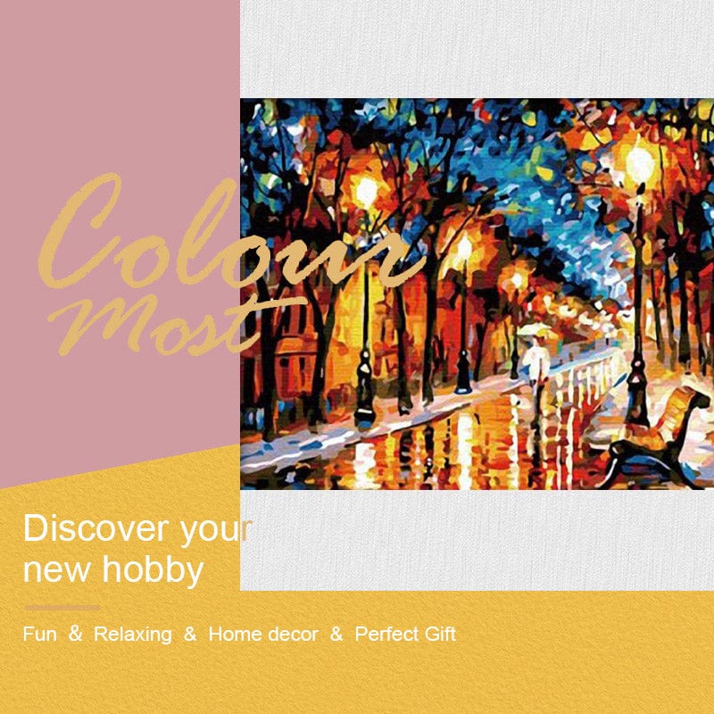 DIY Painting By Numbers - City Street (16"x20" / 40x50cm)