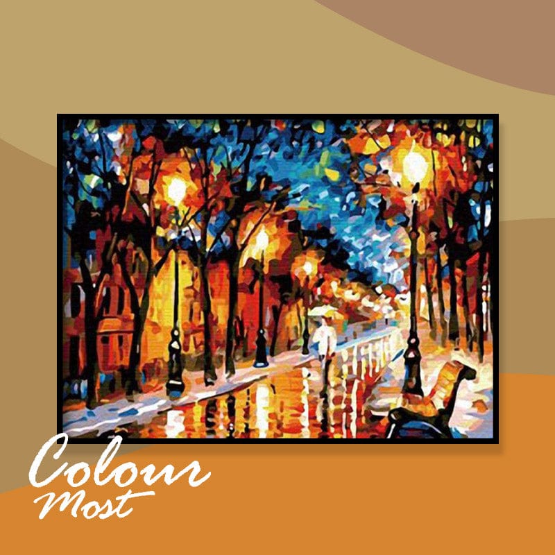 DIY Painting By Numbers - City Street (16"x20" / 40x50cm)