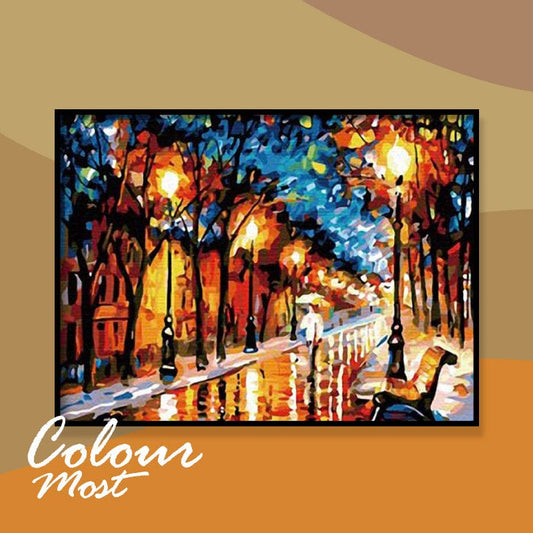 DIY Painting By Numbers - City Street (16"x20" / 40x50cm)