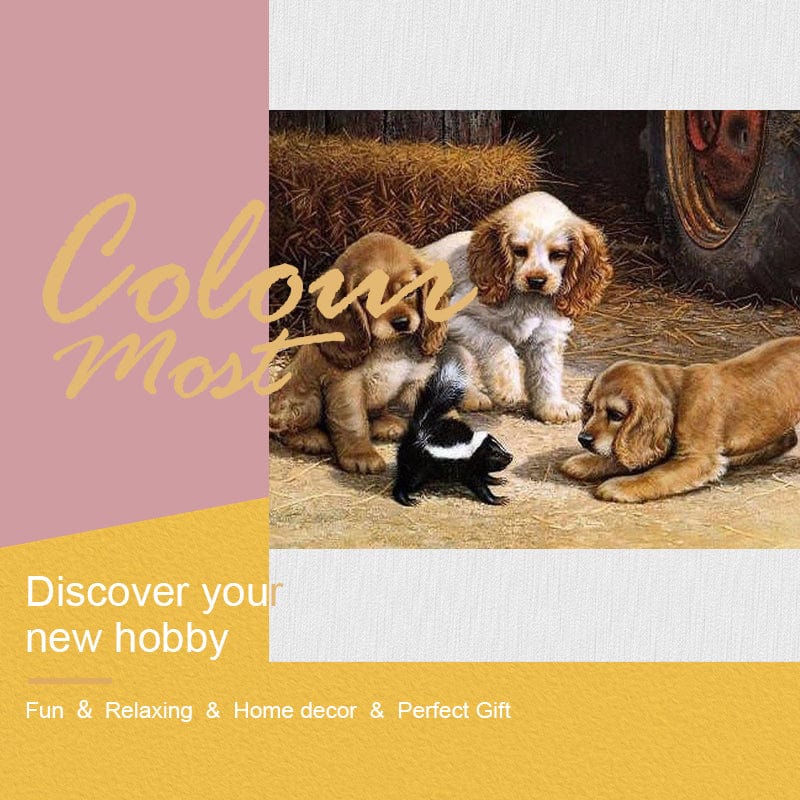 DIY Painting By Numbers - Dogs Playing (16"x20" / 40x50cm)