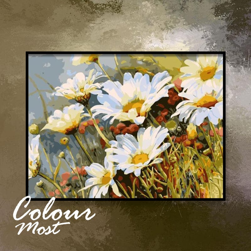 DIY Painting By Numbers - White Flowers (16"x20" / 40x50cm)