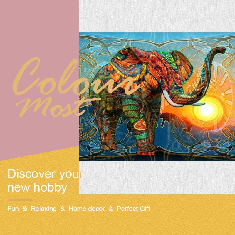 DIY Painting By Numbers - Vintage Elephant (16"x20" / 40x50cm)