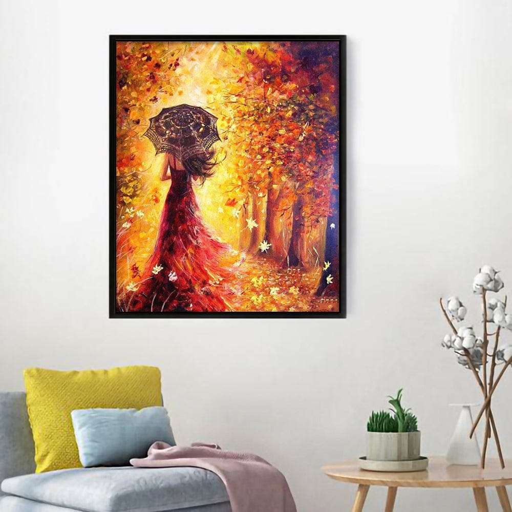DIY Painting By Numbers - Beautiful Women Autumn Landscape
